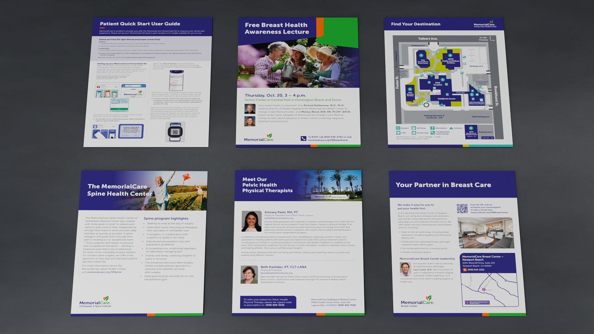 MemorialCare branded flyers and campaign collateral