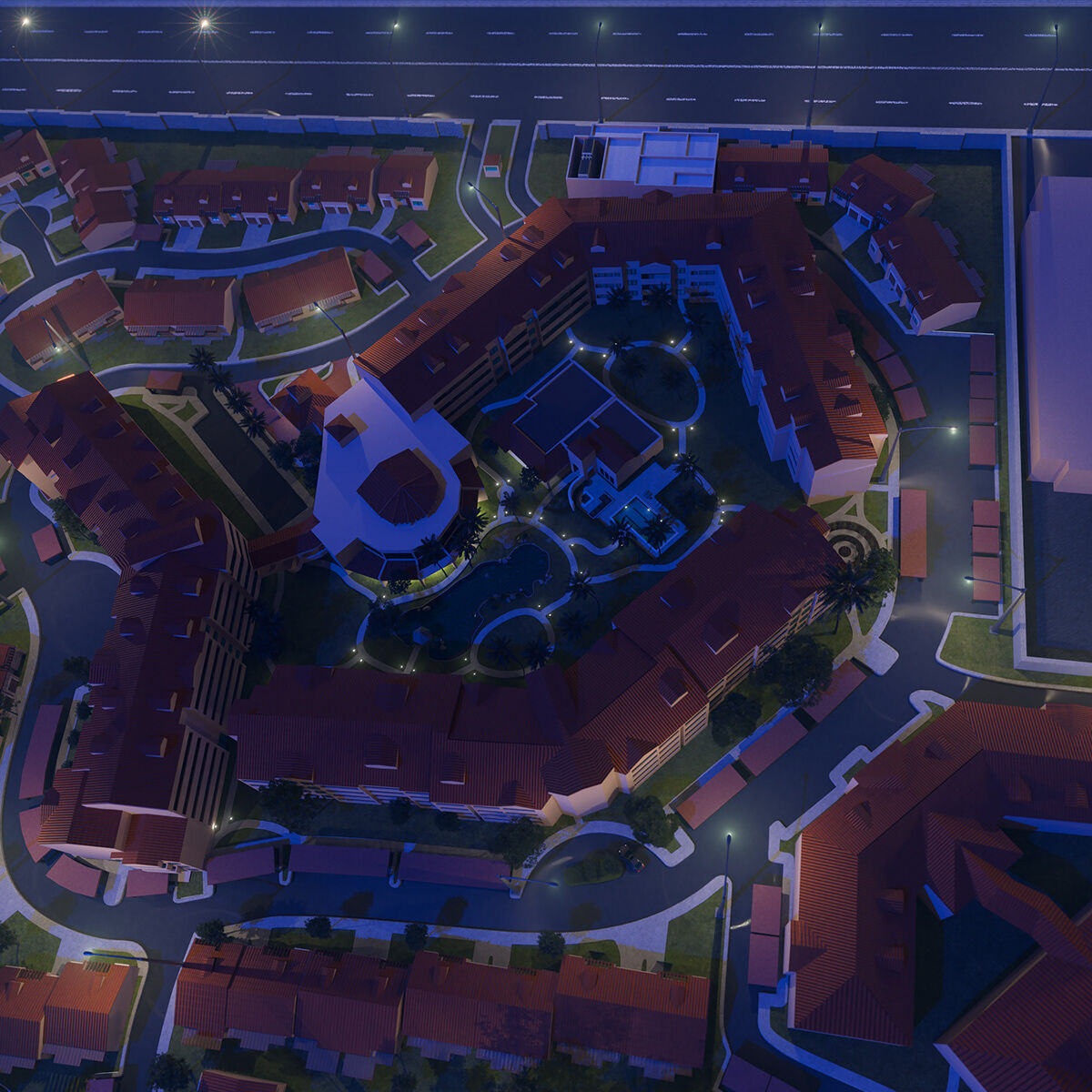 Morningside 3D map night rendering