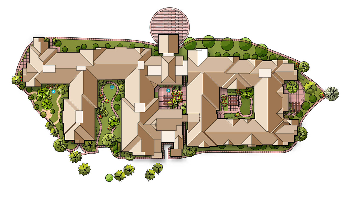 Reata Glen 3D isometric plaza rendering