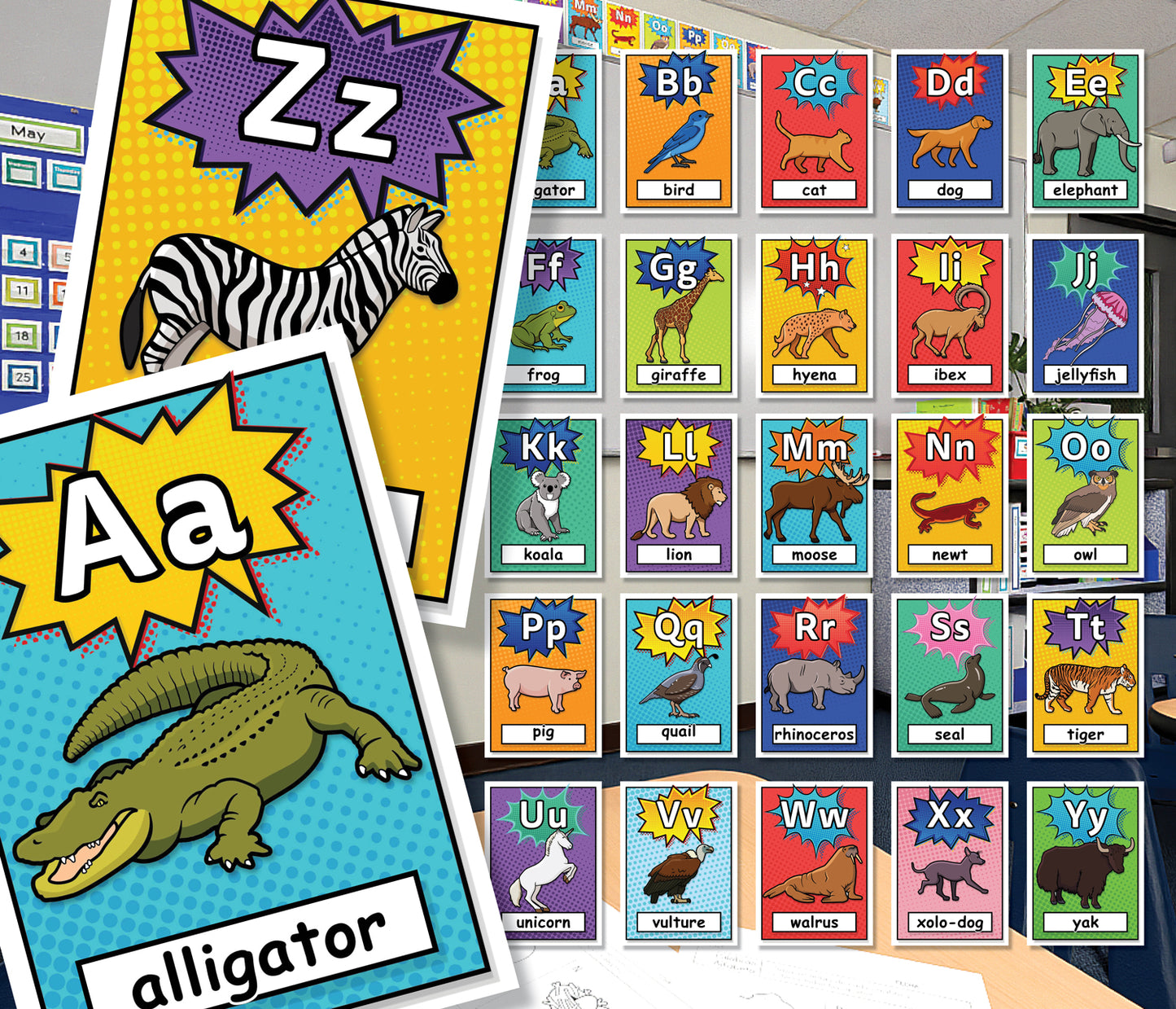 Alphabet Posters | Comic Book | Printable Classroom Decor