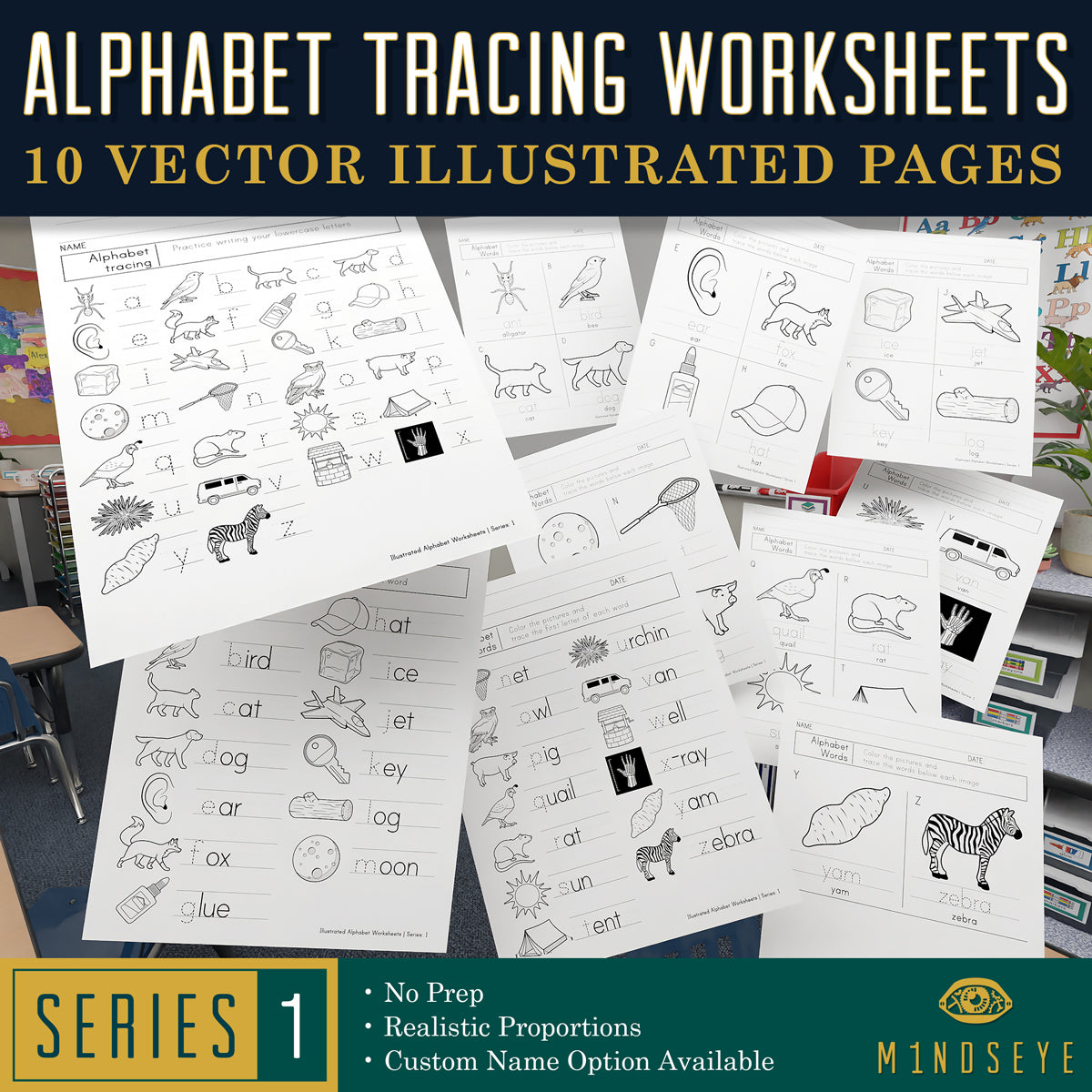 Printable Alphabet Tracing Worksheets: Series 1