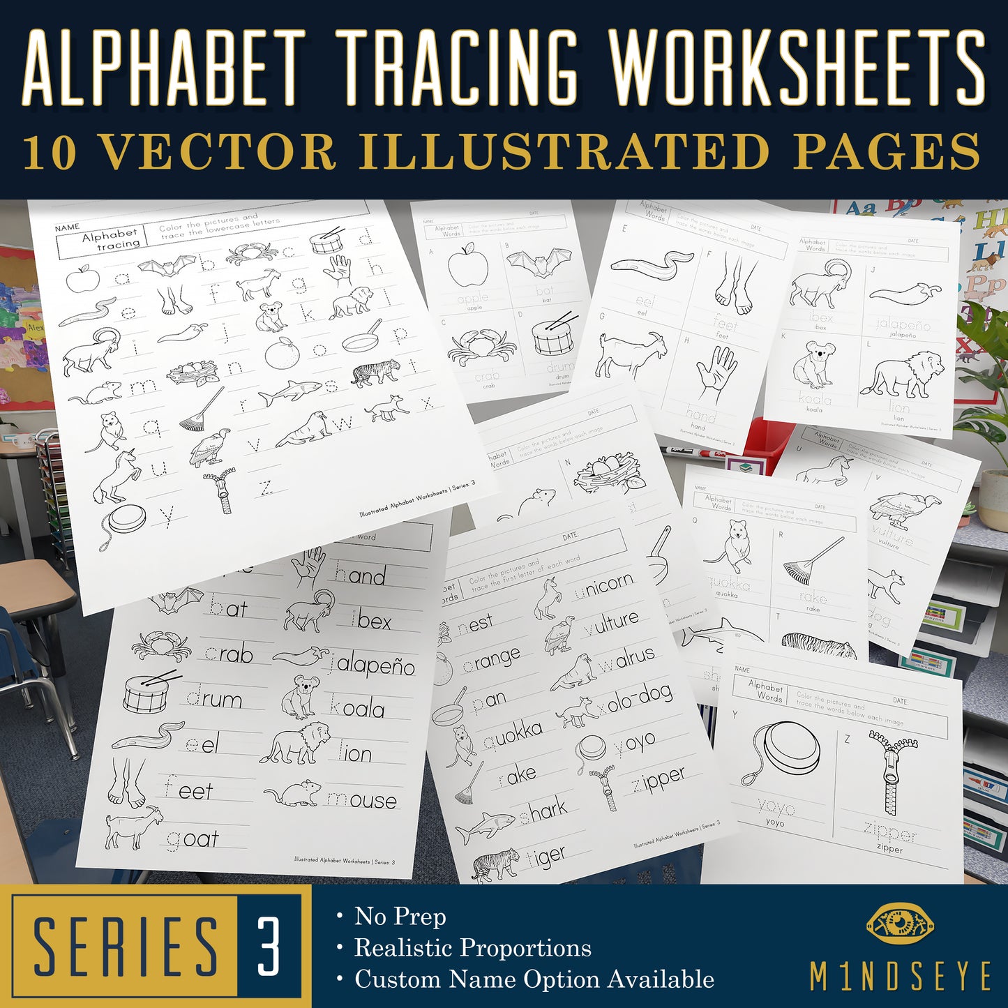 Printable Alphabet Tracing Worksheets: Series 3