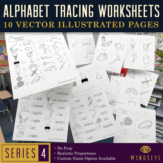 Printable Alphabet Tracing Worksheets: Series 4