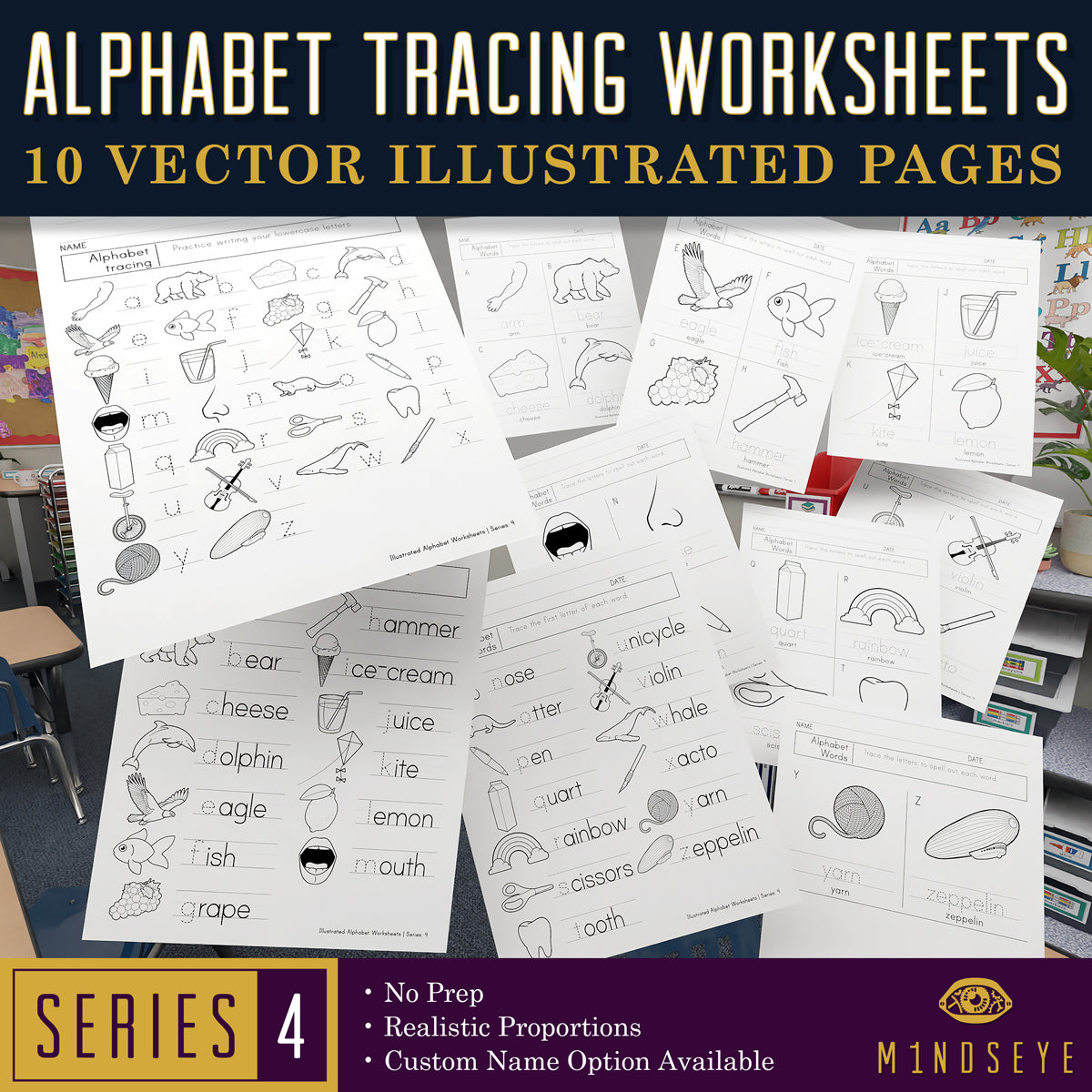 Printable Alphabet Tracing Worksheets: The Complete Series 1-6