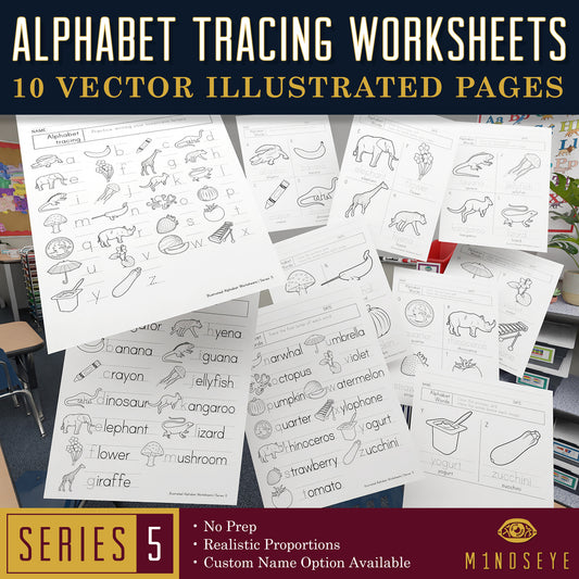 Printable Alphabet Tracing Worksheets: Series 5