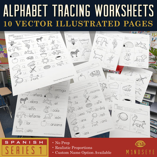 Printable Alphabet Tracing Worksheets: Spanish Series 1